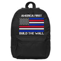 America First Build The Wall Flag 16 in Basic Backpack