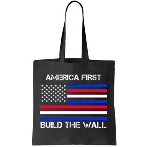 America First Build The Wall Flag Tote Bag