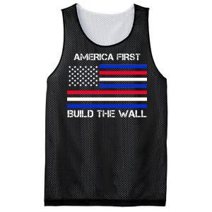 America First Build The Wall Flag Mesh Reversible Basketball Jersey Tank