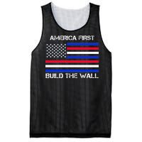 America First Build The Wall Flag Mesh Reversible Basketball Jersey Tank