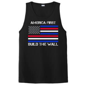 America First Build The Wall Flag PosiCharge Competitor Tank