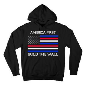 America First Build The Wall Flag Tall Hoodie