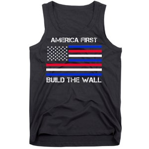 America First Build The Wall Flag Tank Top