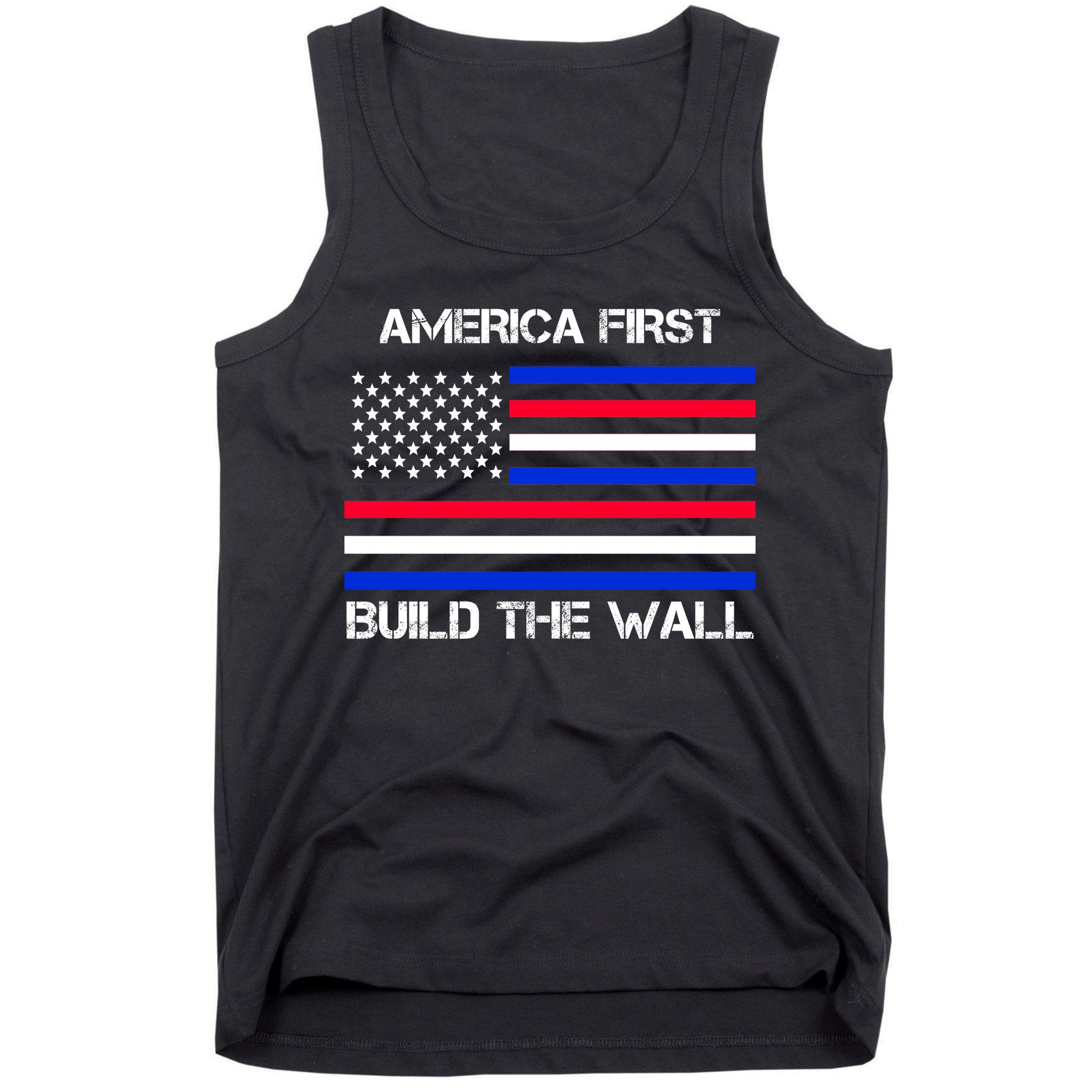 America First Build The Wall Flag Tank Top
