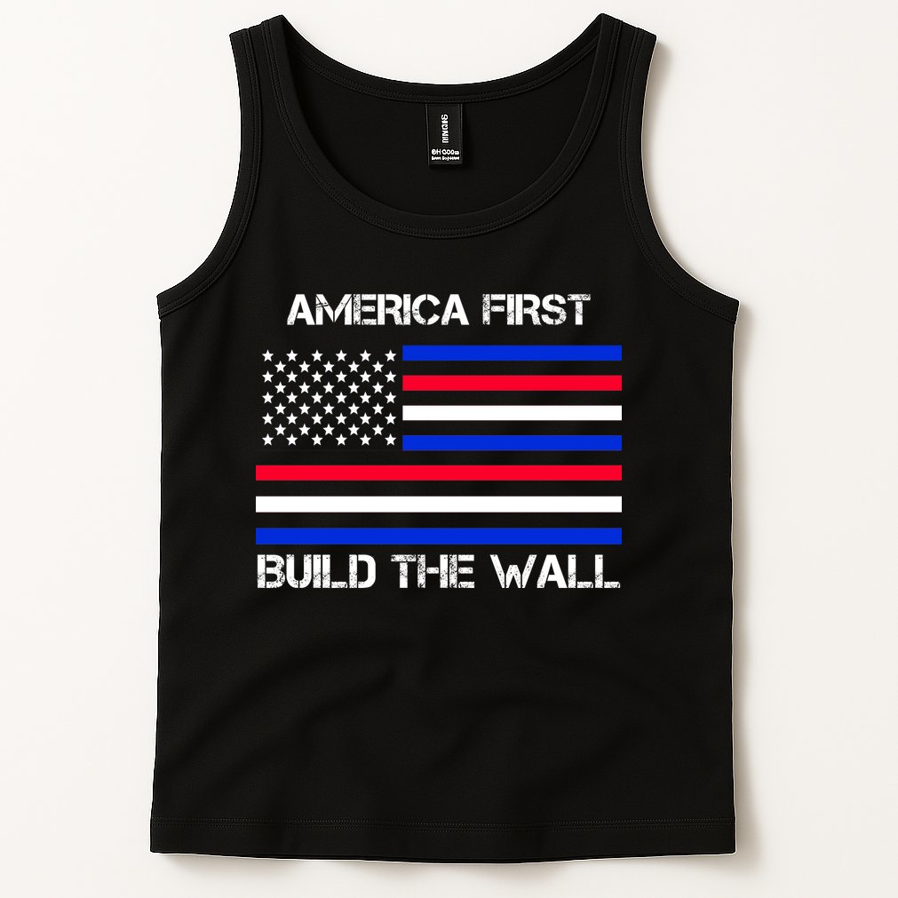 America First Build The Wall Flag Tank Top
