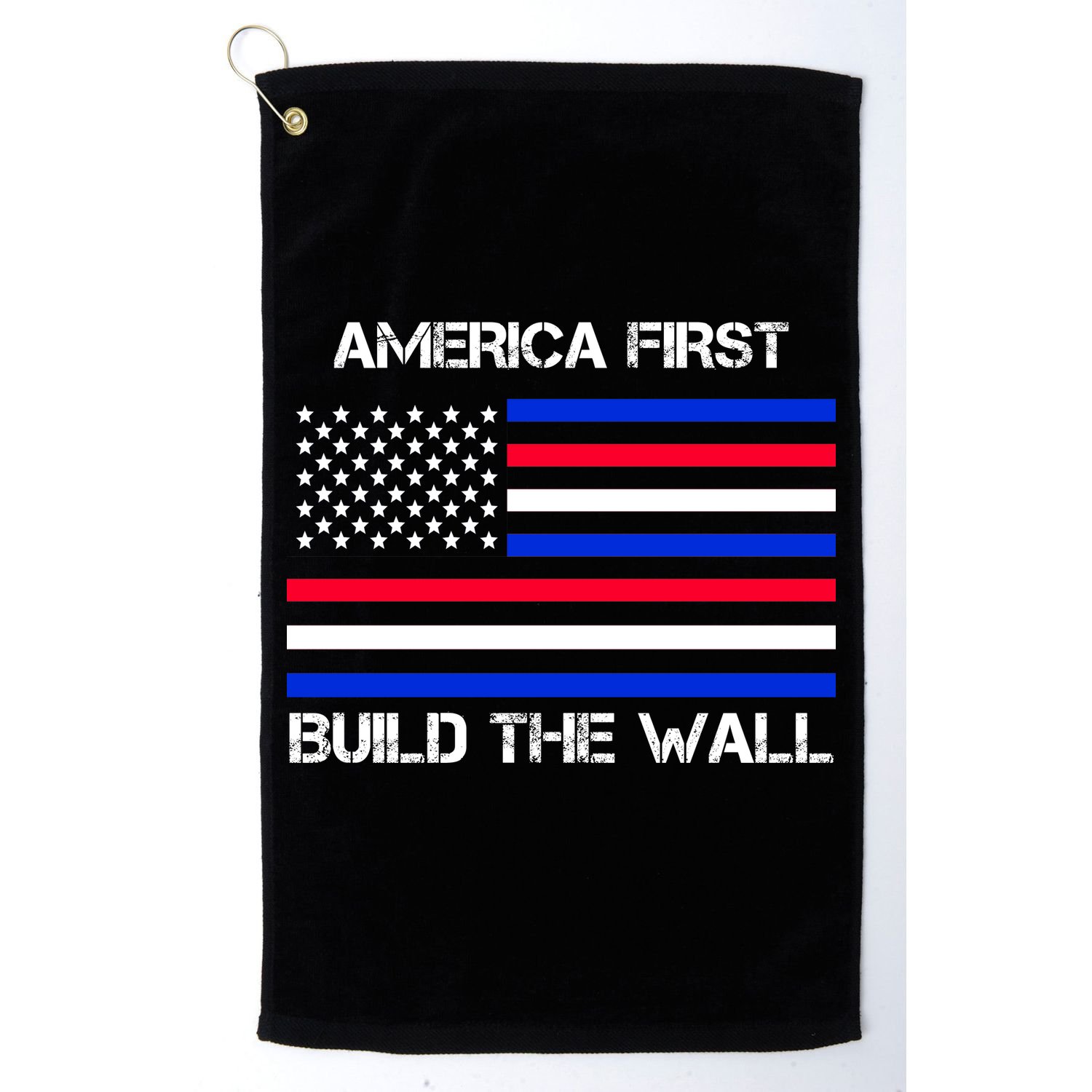 America First Build The Wall Flag Golf Towel