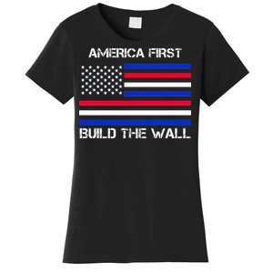 America First Build The Wall Flag Women's T-Shirt