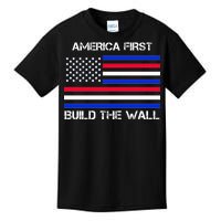 America First Build The Wall Flag Kids T-Shirt