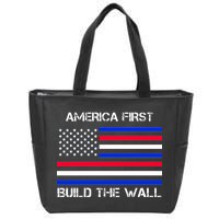 America First Build The Wall Flag Zip Tote Bag