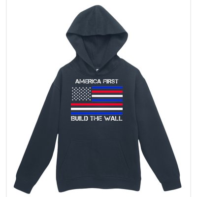 America First Build The Wall Flag Urban Pullover Hoodie