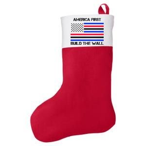 America First Build The Wall Flag Felt Holiday Christmas Stocking