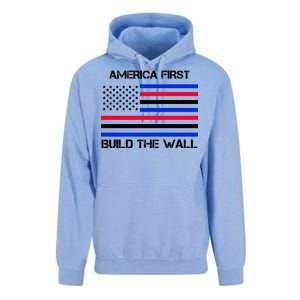 America First Build The Wall Flag Unisex Surf Hoodie