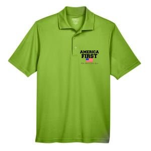 America First Make America Great Again Donald Trump USA Flag Men's Origin Performance Pique Polo