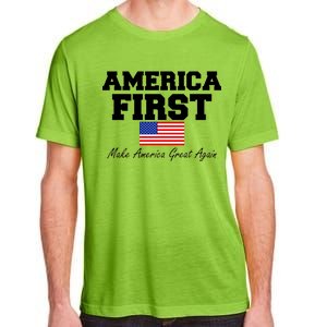 America First Make America Great Again Donald Trump USA Flag Adult ChromaSoft Performance T-Shirt