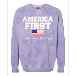 America First Make America Great Again Donald Trump USA Flag Colorblast Crewneck Sweatshirt