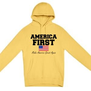 America First Make America Great Again Donald Trump USA Flag Premium Pullover Hoodie