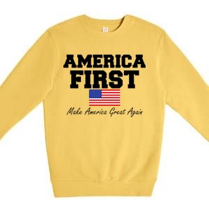 America First Make America Great Again Donald Trump USA Flag Premium Crewneck Sweatshirt