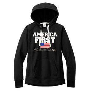 America First Make America Great Again Donald Trump USA Flag Women's Fleece Hoodie