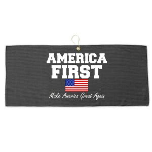 America First Make America Great Again Donald Trump USA Flag Large Microfiber Waffle Golf Towel