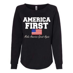 America First Make America Great Again Donald Trump USA Flag Womens California Wash Sweatshirt