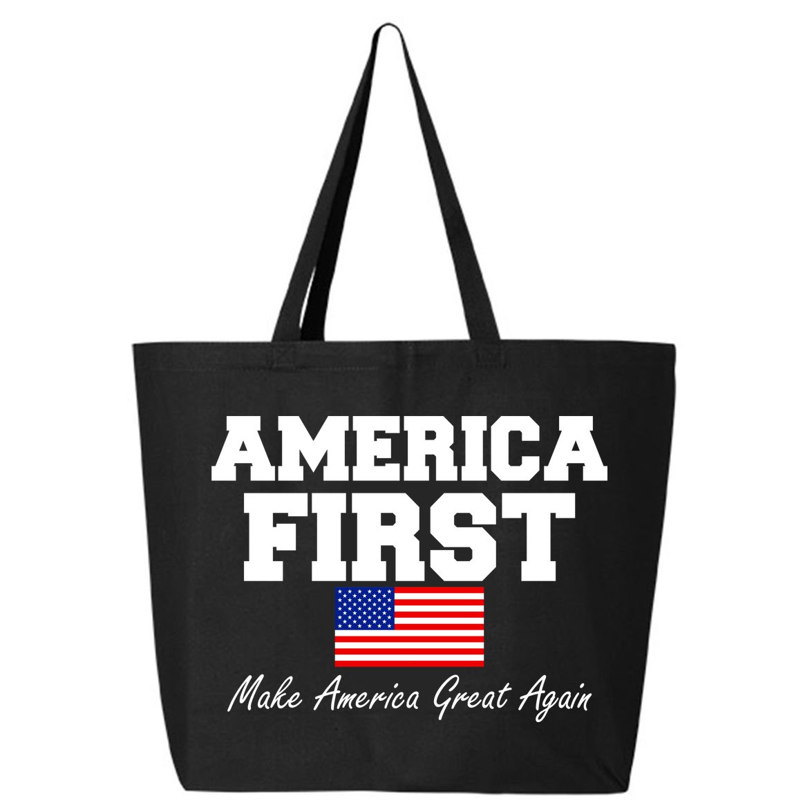 America First Make America Great Again Donald Trump USA Flag 25L Jumbo Tote