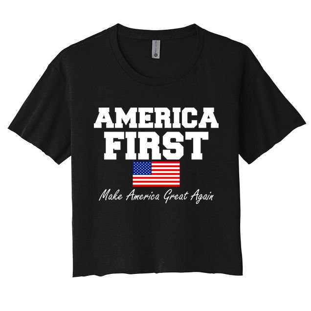 America First Make America Great Again Donald Trump USA Flag Crop Top