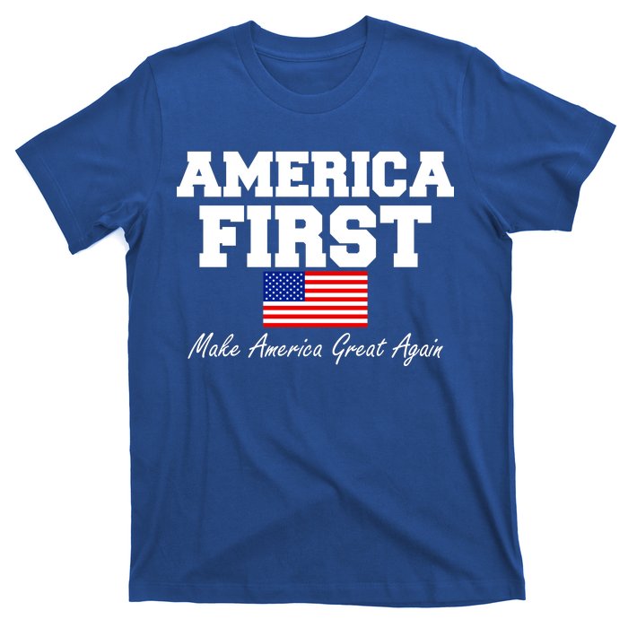 America First Make America Great Again Donald Trump USA Flag T-Shirt