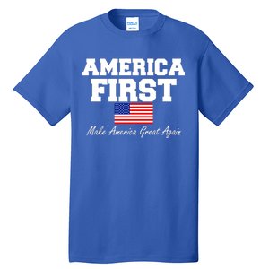 America First Make America Great Again Donald Trump USA Flag Tall T-Shirt