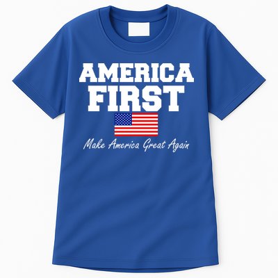 America First Make America Great Again Donald Trump USA Flag Tall T-Shirt