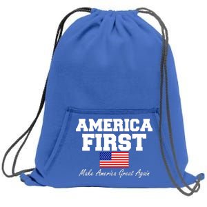 America First Make America Great Again Donald Trump USA Flag Sweatshirt Cinch Pack Bag