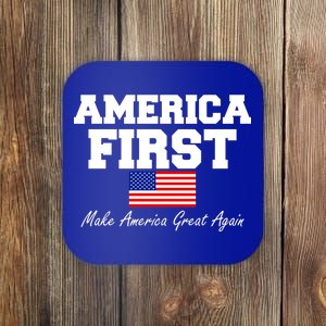 America First Make America Great Again Donald Trump USA Flag Coaster