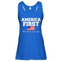 America First Make America Great Again Donald Trump USA Flag Ladies Essential Flowy Tank