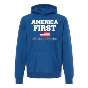 America First Make America Great Again Donald Trump USA Flag Premium Hoodie