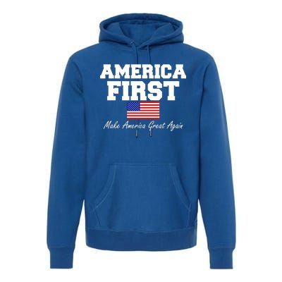 America First Make America Great Again Donald Trump USA Flag Premium Hoodie