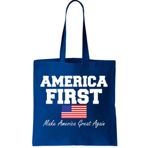 America First Make America Great Again Donald Trump USA Flag Tote Bag