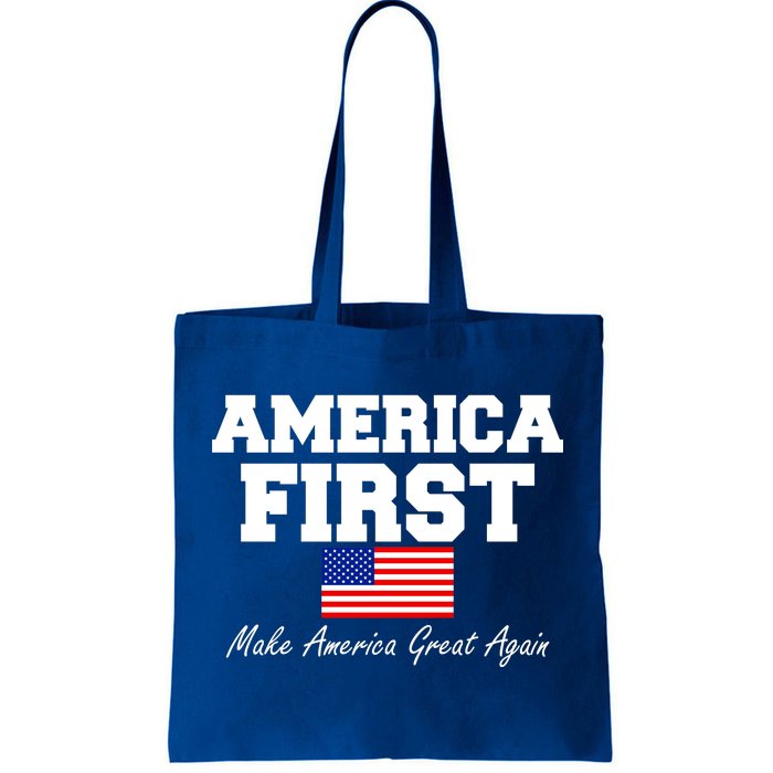 America First Make America Great Again Donald Trump USA Flag Tote Bag