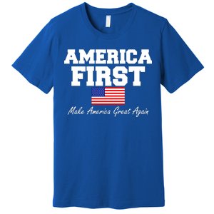 America First Make America Great Again Donald Trump USA Flag Premium T-Shirt