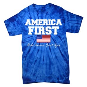 America First Make America Great Again Donald Trump USA Flag Tie-Dye T-Shirt