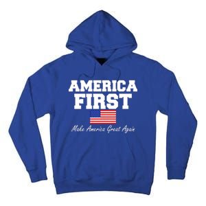 America First Make America Great Again Donald Trump USA Flag Tall Hoodie