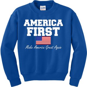 America First Make America Great Again Donald Trump USA Flag Kids Sweatshirt