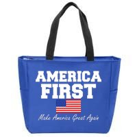 America First Make America Great Again Donald Trump USA Flag Zip Tote Bag