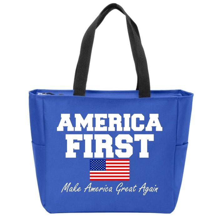 America First Make America Great Again Donald Trump USA Flag Zip Tote Bag