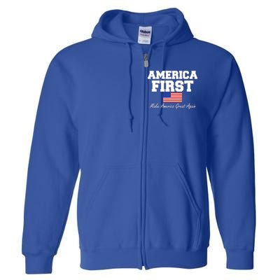 America First Make America Great Again Donald Trump USA Flag Full Zip Hoodie