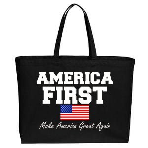 America First Make America Great Again Donald Trump USA Flag Cotton Canvas Jumbo Tote