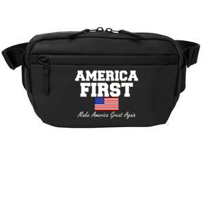 America First Make America Great Again Donald Trump USA Flag Crossbody Pack