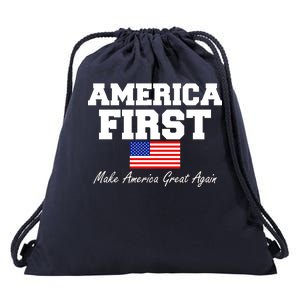 America First Make America Great Again Donald Trump USA Flag Drawstring Bag