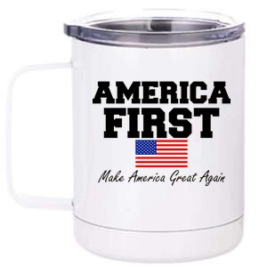 America First Make America Great Again Donald Trump USA Flag 12 oz Stainless Steel Tumbler Cup