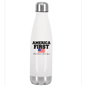 America First Make America Great Again Donald Trump USA Flag Stainless Steel Insulated Water Bottle