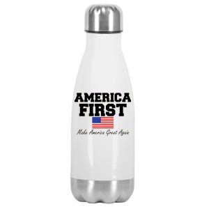 America First Make America Great Again Donald Trump USA Flag Stainless Steel Insulated Water Bottle