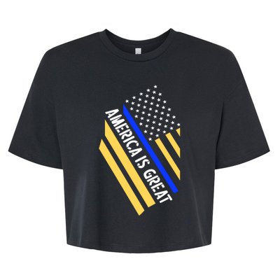 America Is Great Thin Blue Line Flag Bella+Canvas Jersey Crop Tee